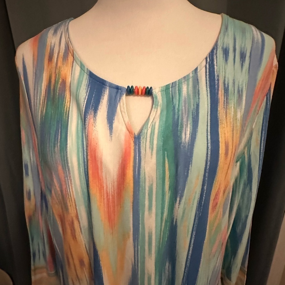Ruby Rd Multi Color 3/4 Sleeve Top Size M Prelove… - image 3